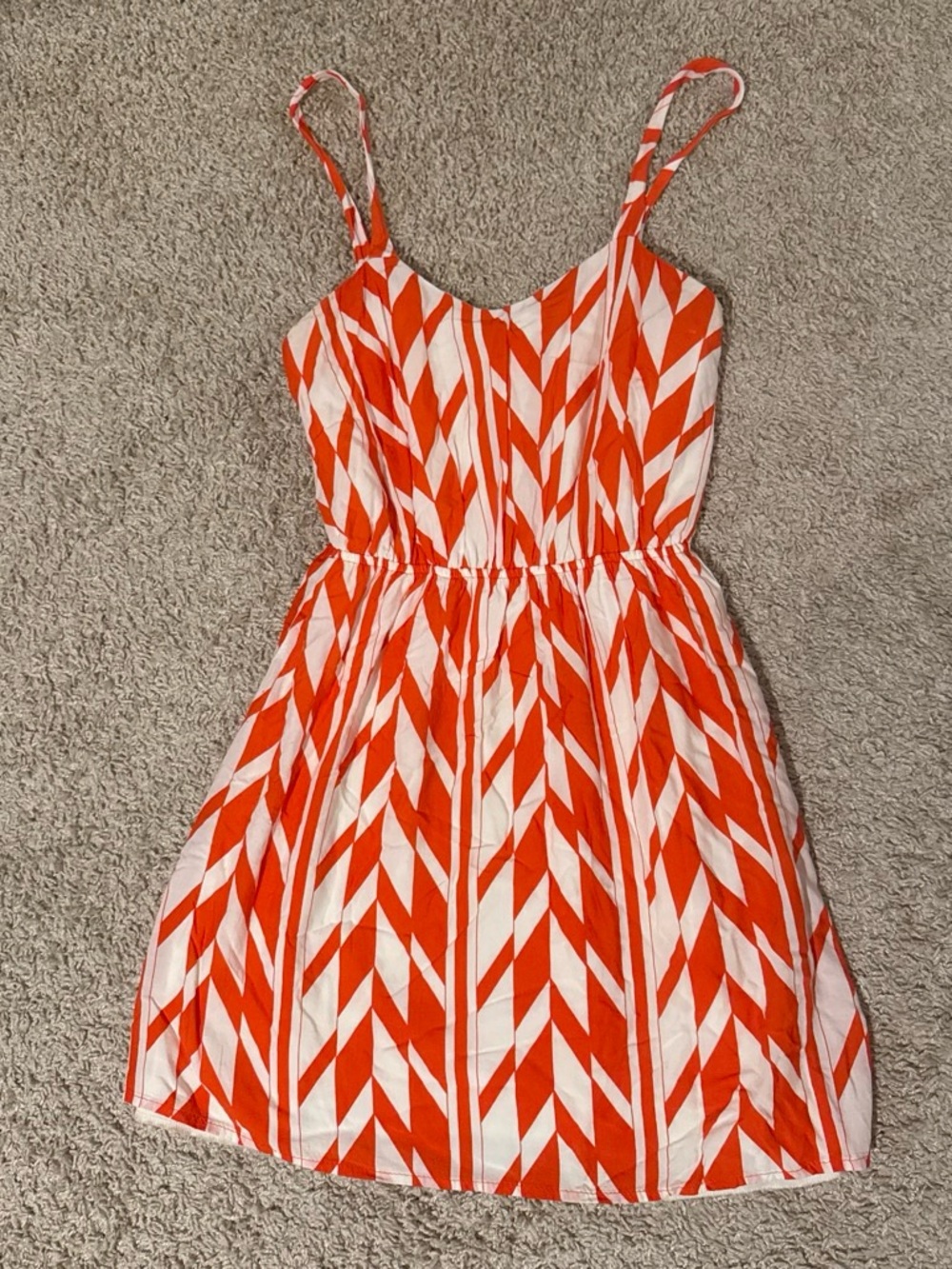 Aina Be Orange and White Chevron Midi Sundress